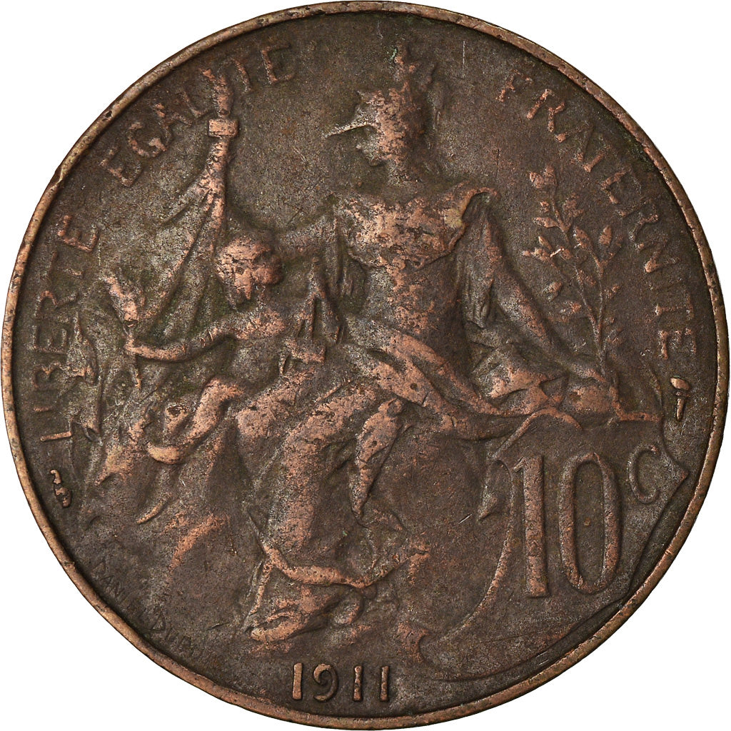 Moeda, França, Dupuis, 10 Centimes, 1911, Paris, VF(20-25), Bronze, KM:843