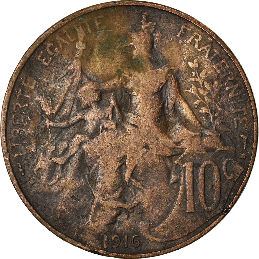 Munten, Frankrijk, Dupuis, 10 Centimes, 1916, Paris, FR, Bronze, KM:843
