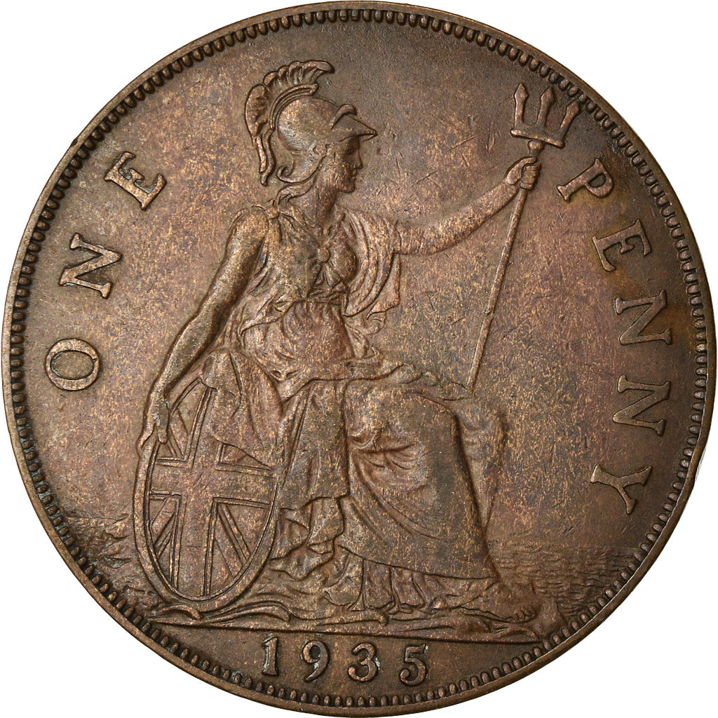 Coin, Great Britain, George V, Penny, 1935, AU(50-53), Bronze, KM:838