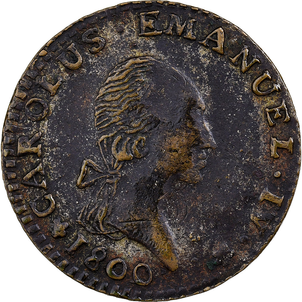 Duchy of Savoy, Carlo Emanuele IV, 7.6 Soldi, 1800, Torino, Vellón, MBC+
