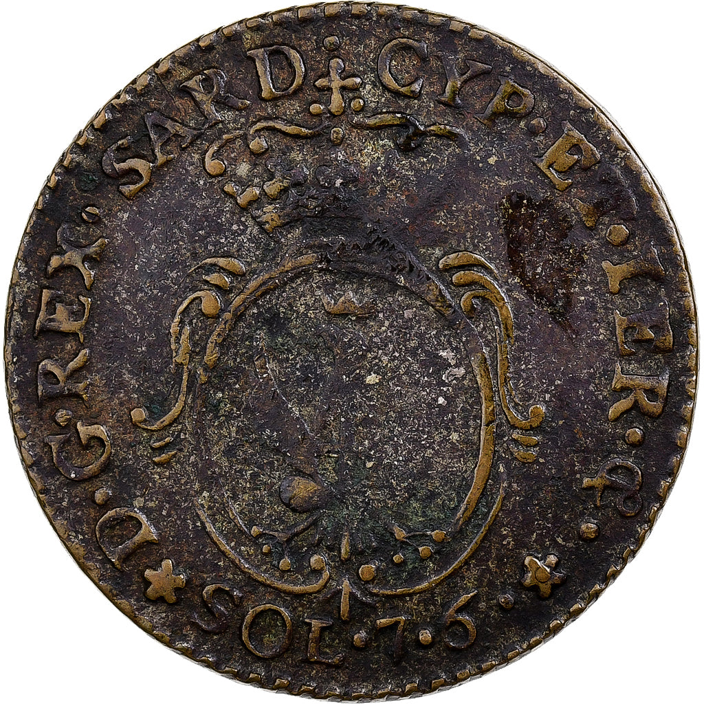 Duchy of Savoy, Carlo Emanuele IV, 7.6 Soldi, 1800, Torino, Vellón, MBC+