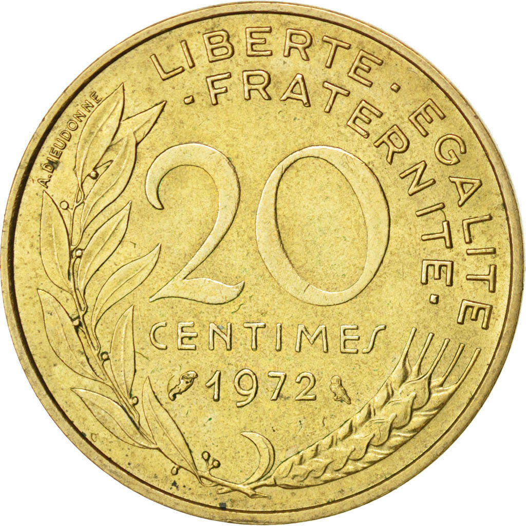 Münze, Frankreich, Marianne, 20 Centimes, 1972, VZ, Aluminum-Bronze, KM:930