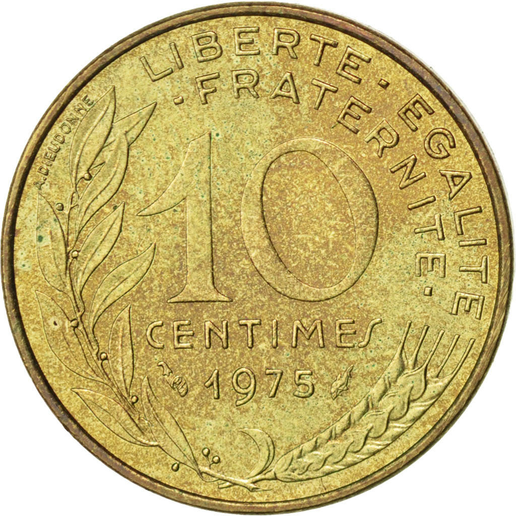 Moneta, Francia, Marianne, 10 Centimes, 1975, BB+, Alluminio-bronzo, KM:929