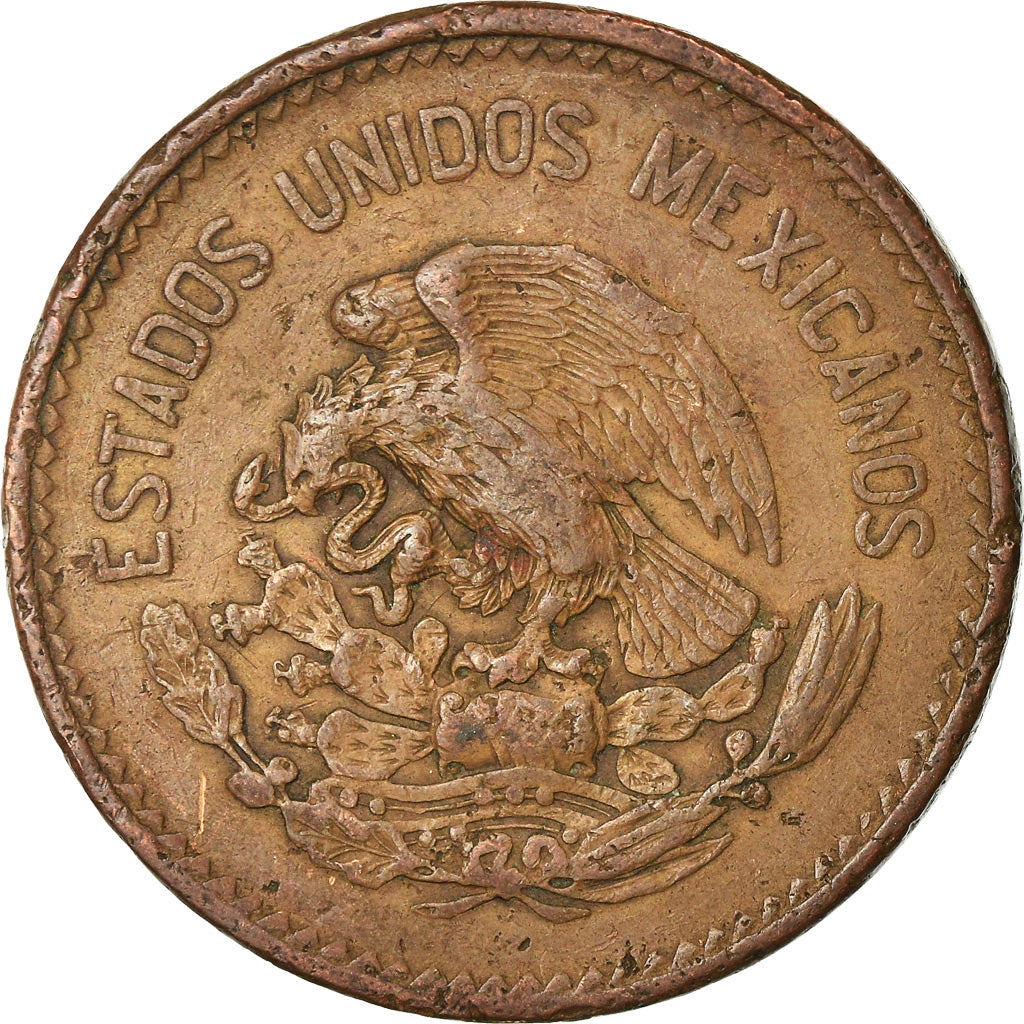 Coin, Mexico, 20 Centavos, 1954, Mexico City, EF(40-45), Bronze, KM:439
