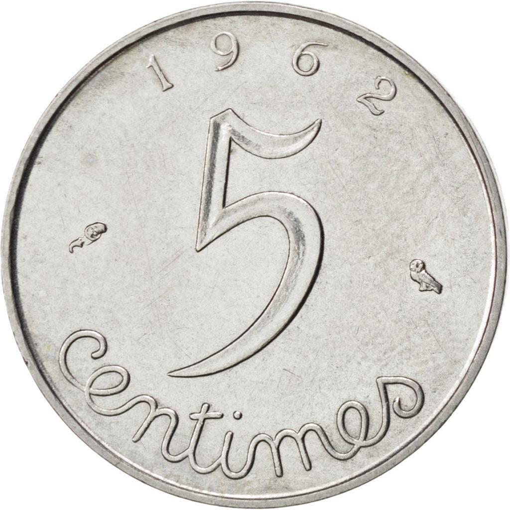 Coin, France, Épi, 5 Centimes, 1962, Paris, EF(40-45), Stainless Steel, KM:927