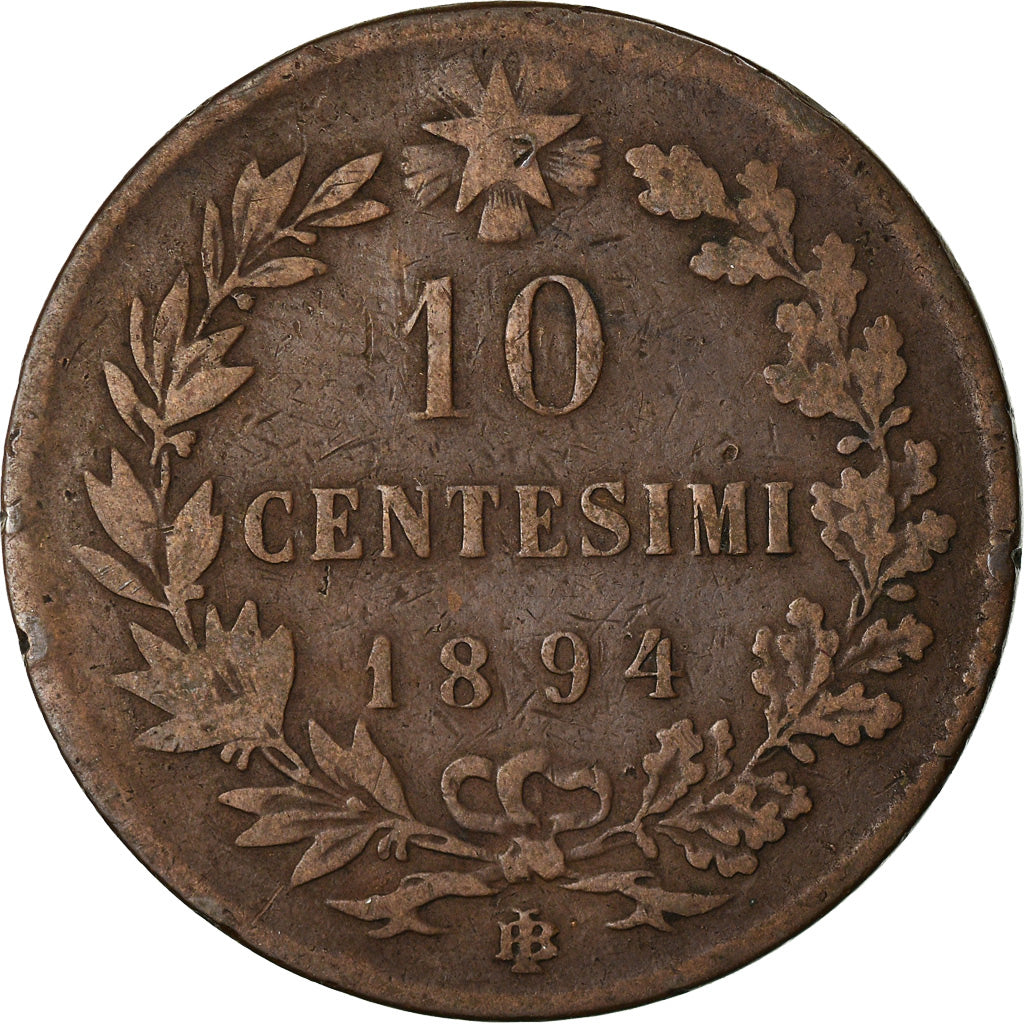 Moneta, Italia, Umberto I, 10 Centesimi, 1894, Birmingham, MB, Rame, KM:27.1