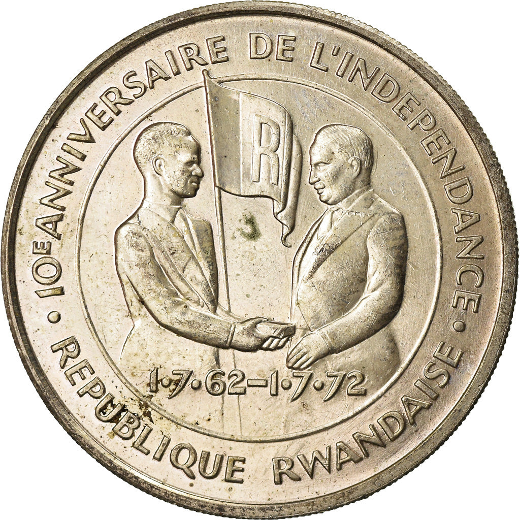 Moneda, Ruanda, 200 Francs, 1972, EBC, Plata, KM:11