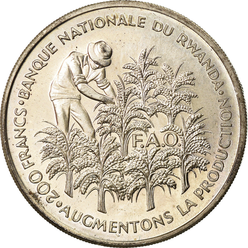 Munten, Rwanda, 200 Francs, 1972, PR, Zilver, KM:11