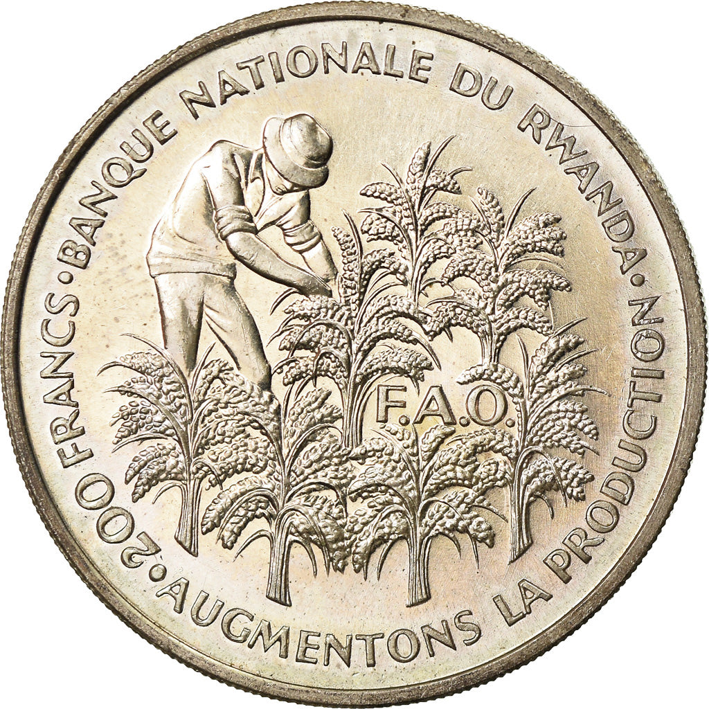 Moneta, Ruanda, 200 Francs, 1972, SPL, Argento, KM:11