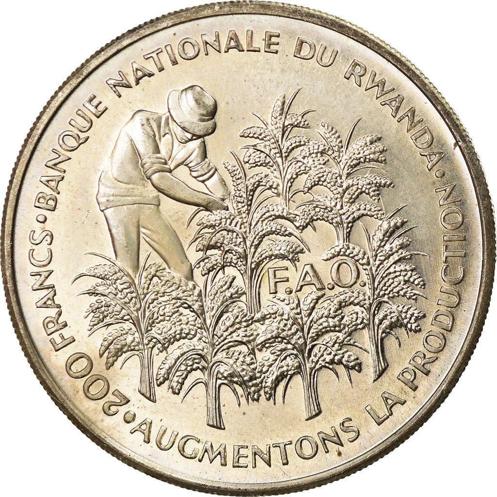 Münze, Ruanda, 200 Francs, 1972, UNZ, Silber, KM:11
