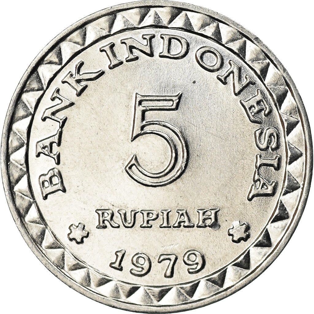 Moneda, Indonesia, 5 Rupiah, 1979, EBC+, Aluminio, KM:43
