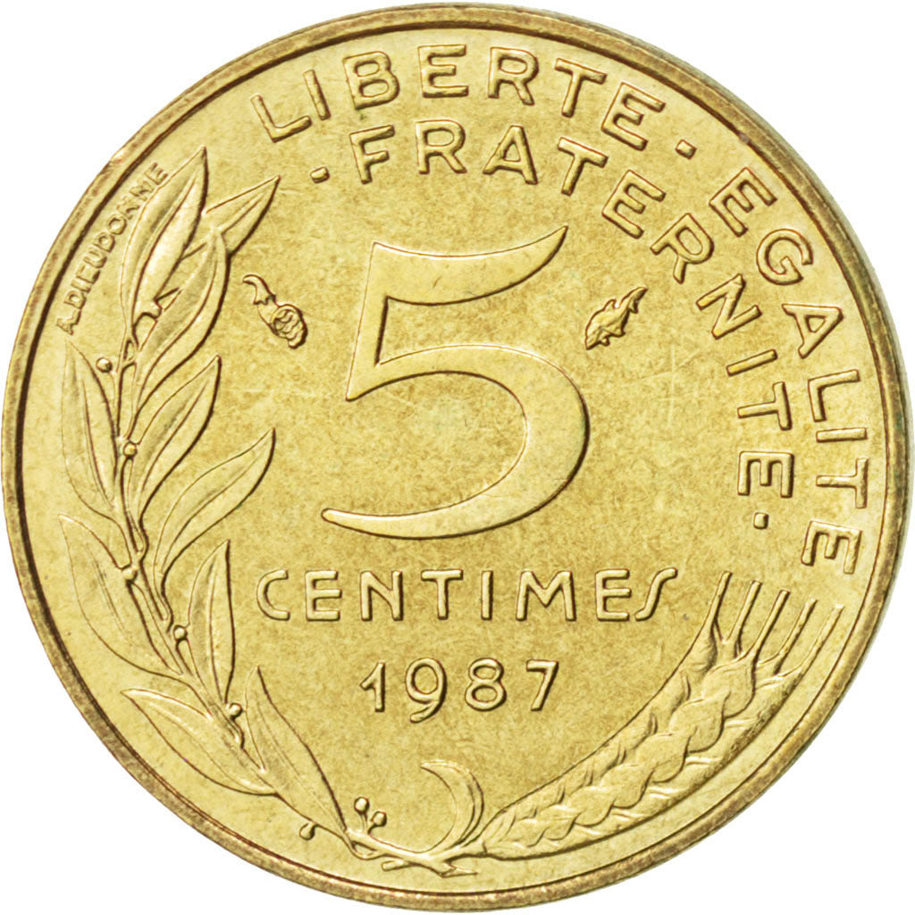 Coin, France, Marianne, 5 Centimes, 1987, AU(55-58), Aluminum-Bronze, KM:933