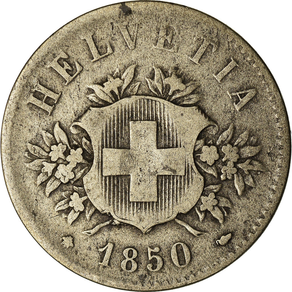 Coin, Switzerland, 20 Rappen, 1850, Bern, VF(30-35), Billon, KM:7