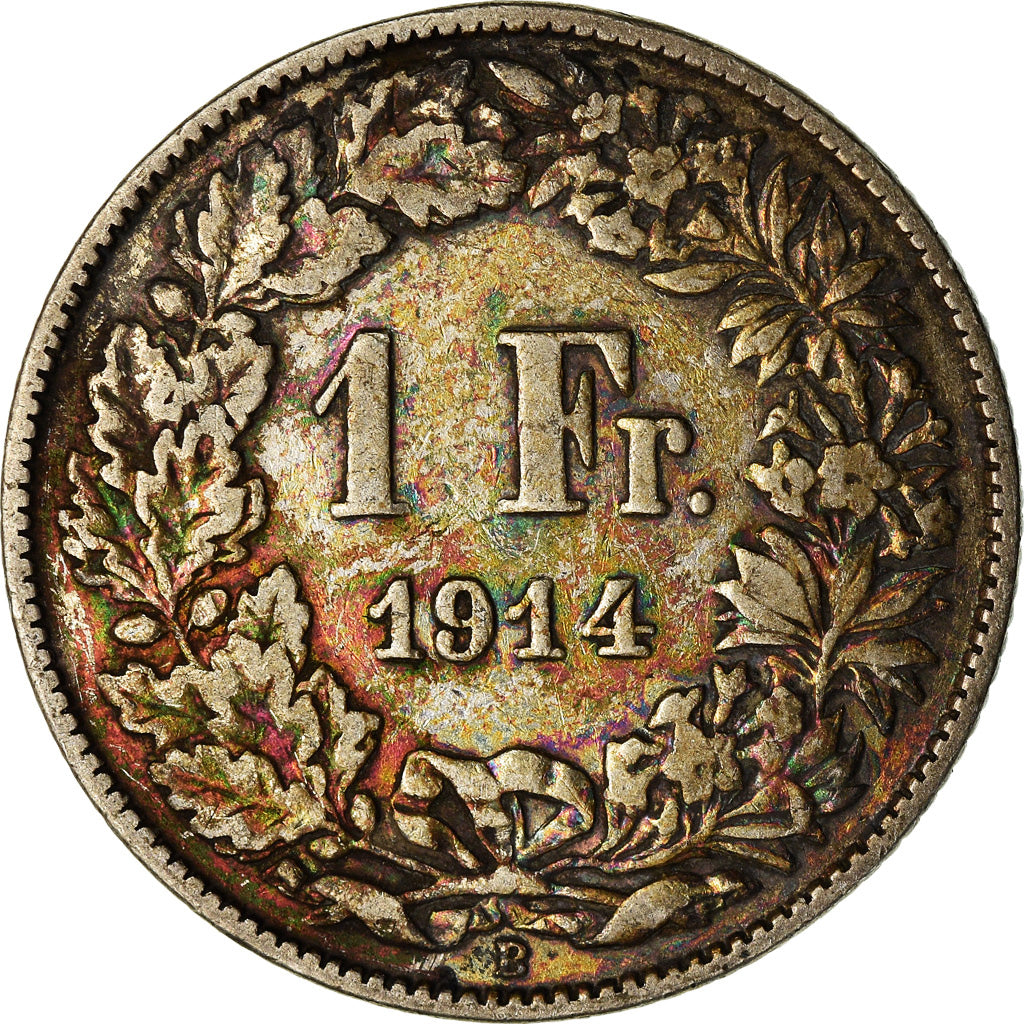 Moneda, Suiza, Franc, 1914, Bern, BC+, Plata, KM:24