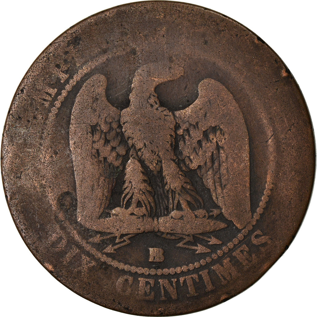 Moneta, Francja, Napoleon III, Napoléon III, 10 Centimes, 1864, Strasbourg