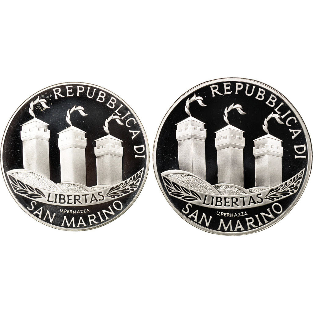 San Marino, 5€ + 10€, Proof, 2002, Rome, Silver, MS(65-70)