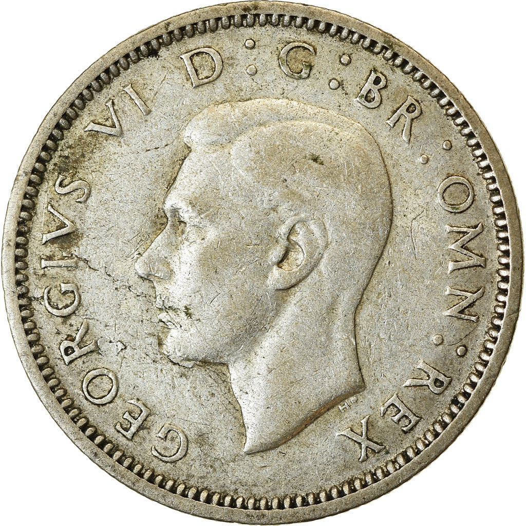 Moneda, Gran Bretaña, George VI, 6 Pence, 1944, BC+, Plata, KM:852