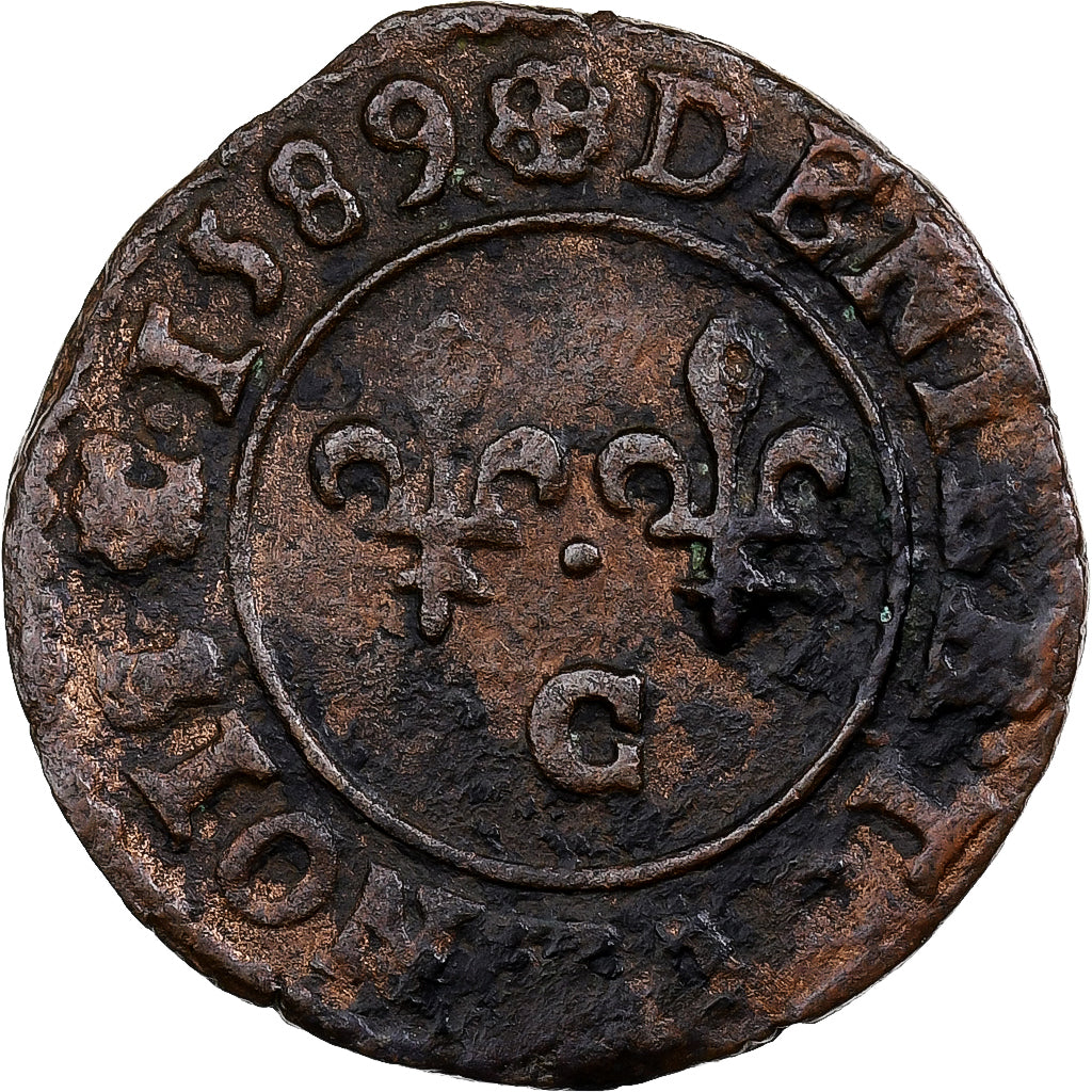 Munten, Frankrijk, Henri III, Denier Tournois, Denier Tournois, 1589, Saint Lô
