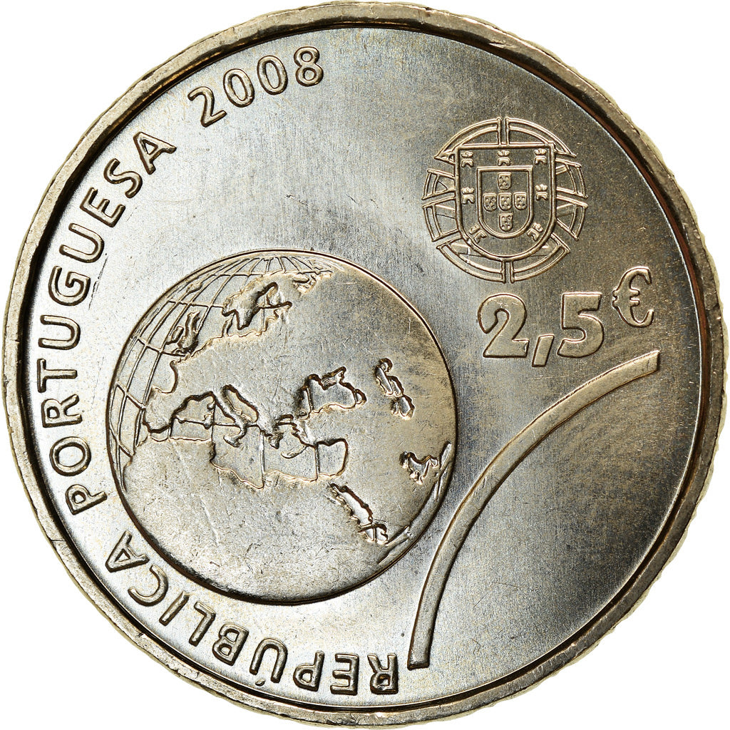 Portugal, 2-1/2 Euro, 2008, MS(63), Cobre-níquel, KM:790