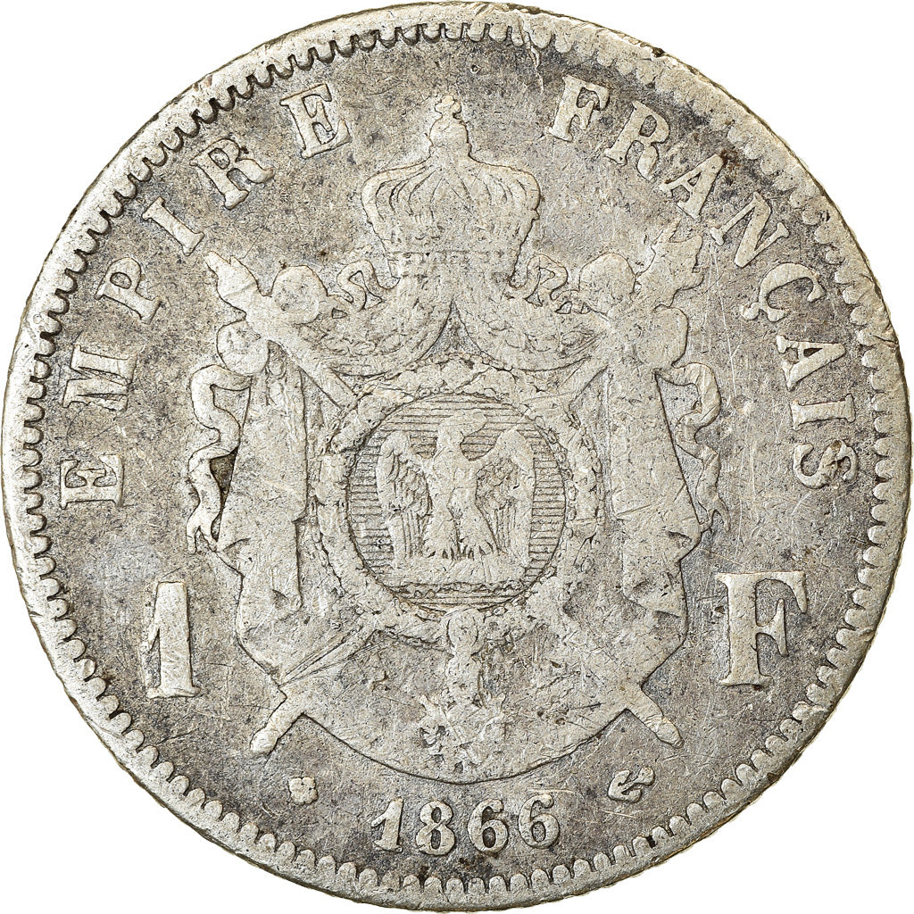 Monnaie, France, Napoleon III, Napoléon III, Franc, 1866, Strasbourg, B+