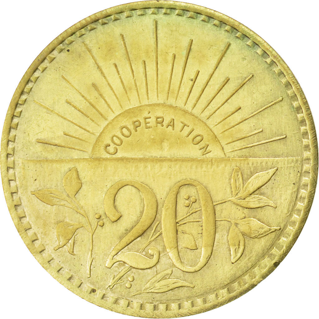 Coin, France, 20 Centimes, EF(40-45), Brass, Elie:10.2