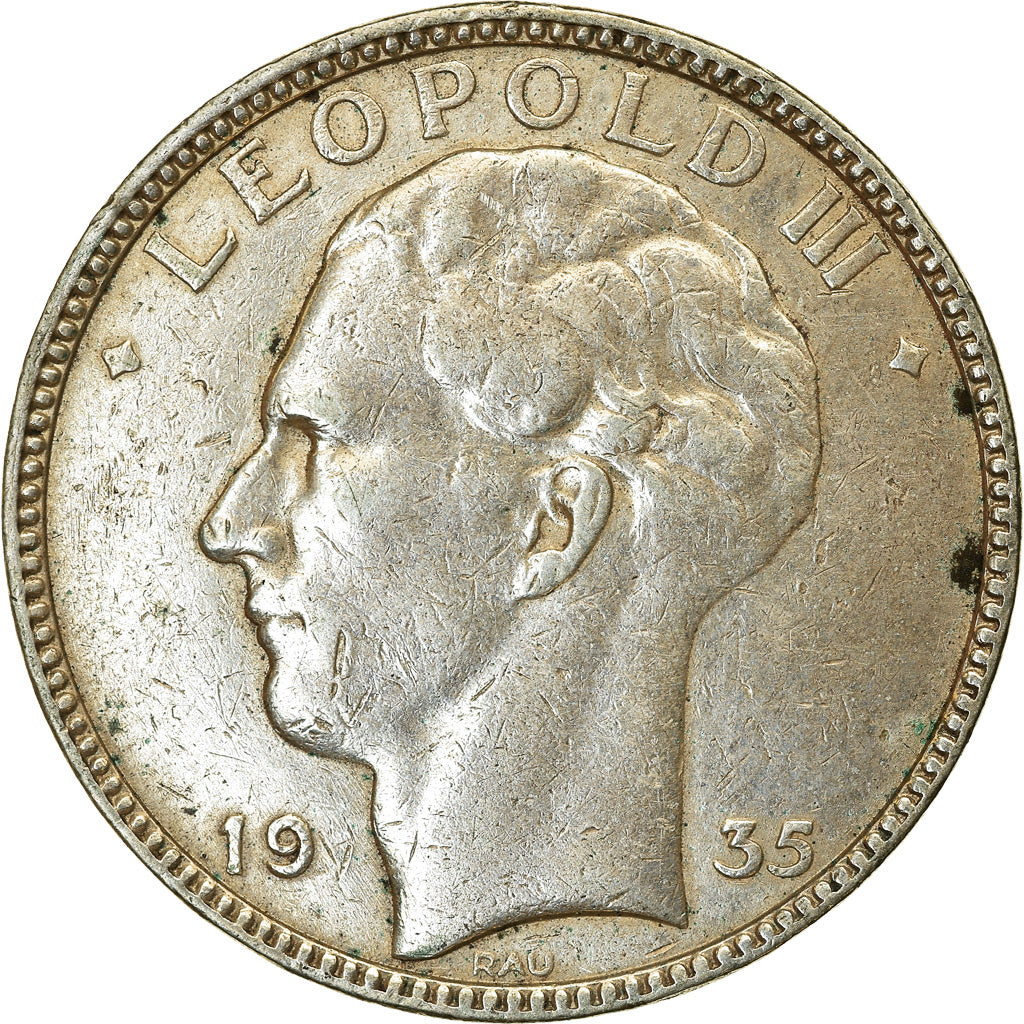 Moeda, Bélgica, 20 Francs, 20 Frank, 1935, VF(30-35), Prata, KM:105