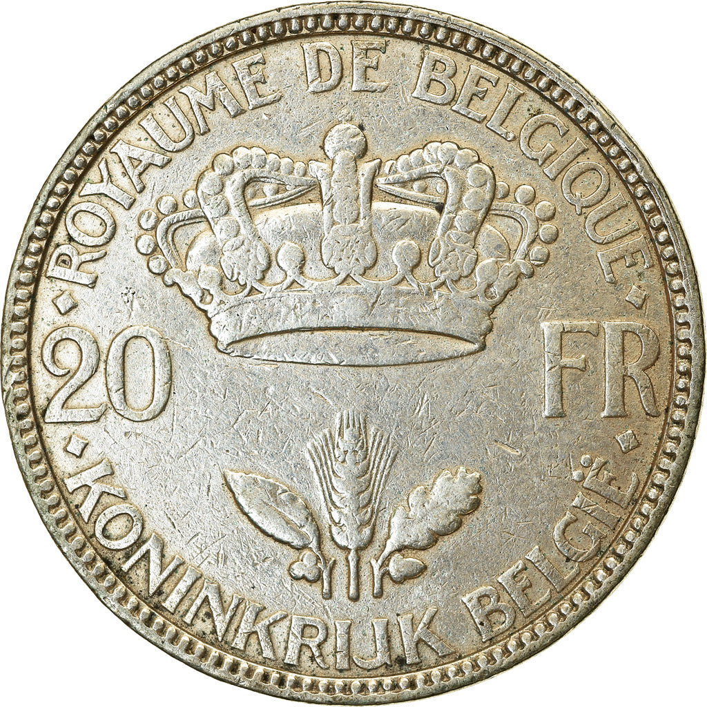 Moeda, Bélgica, 20 Francs, 20 Frank, 1935, VF(30-35), Prata, KM:105
