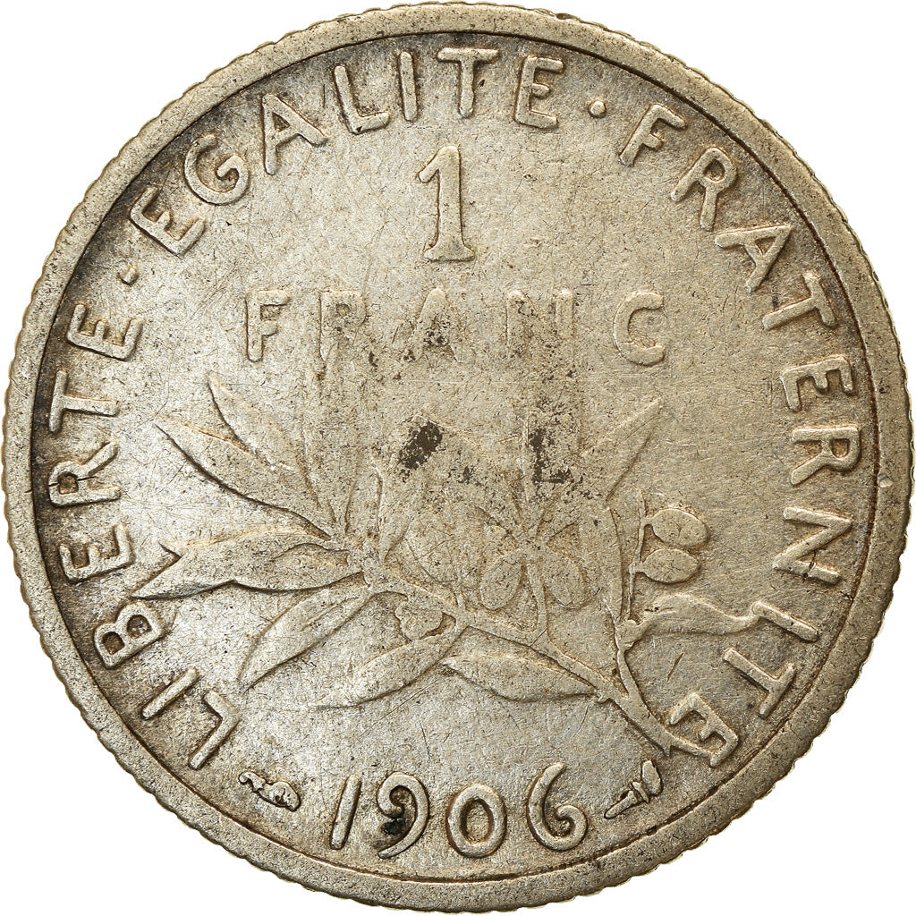 Monnaie, France, Semeuse, Franc, 1906, Paris, TB, Argent, Gadoury:467, KM:844.1