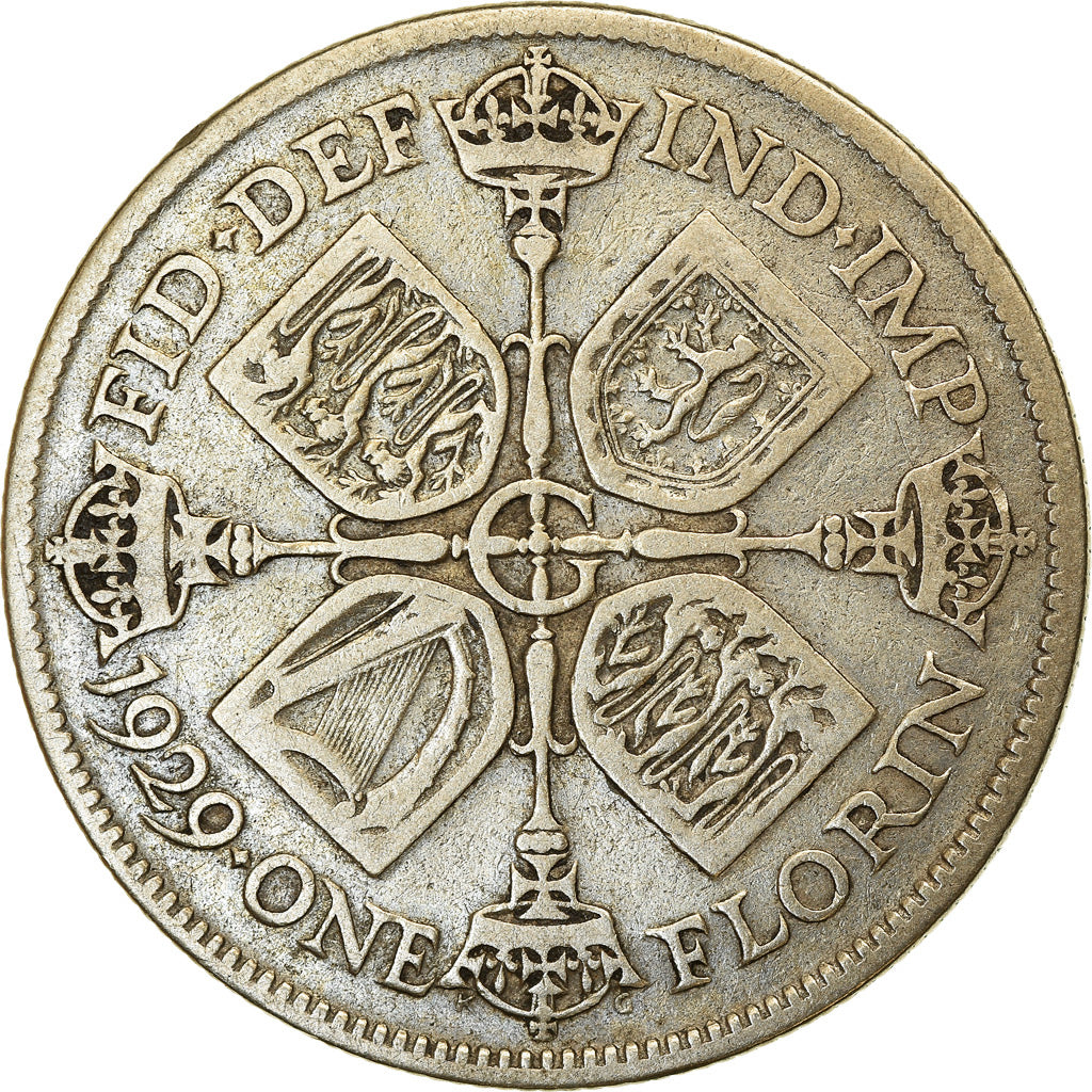 Monnaie, Grande-Bretagne, George V, Florin, Two Shillings, 1929, TB+, Argent