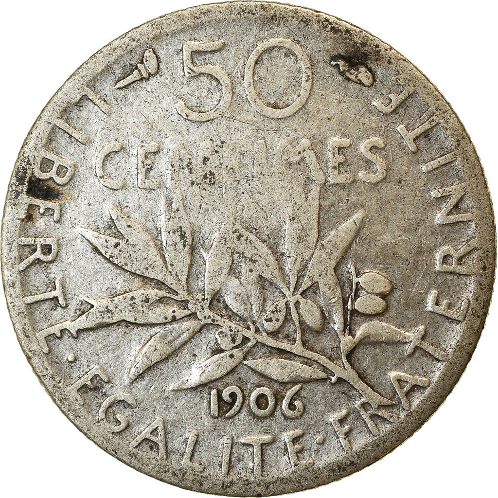 Monnaie, France, Semeuse, 50 Centimes, 1906, Paris, TB, Argent, Gadoury:420