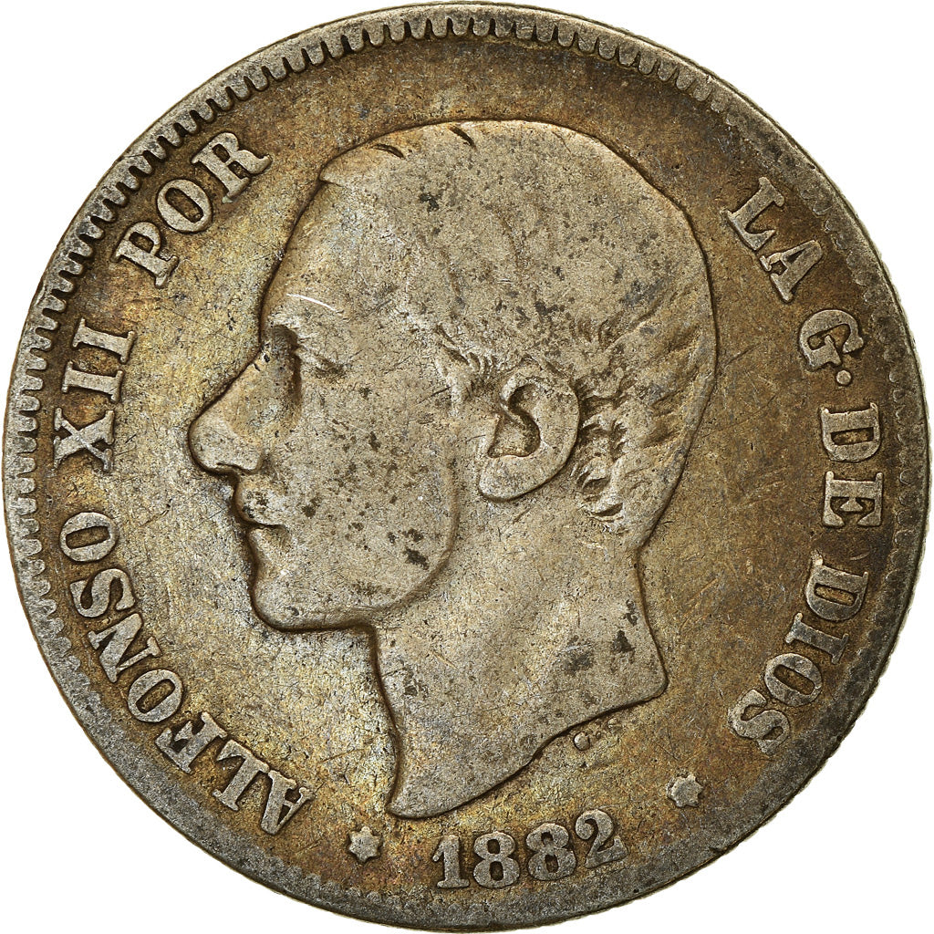 Coin, Spain, Alfonso XII, 2 Pesetas, 1882, Madrid, VF(30-35), Silver, KM:678.2
