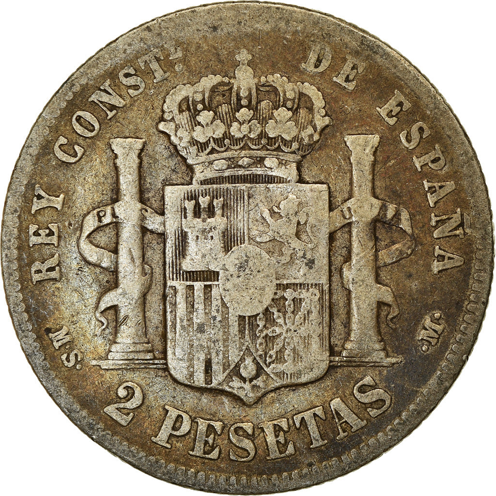 Coin, Spain, Alfonso XII, 2 Pesetas, 1882, Madrid, VF(30-35), Silver, KM:678.2