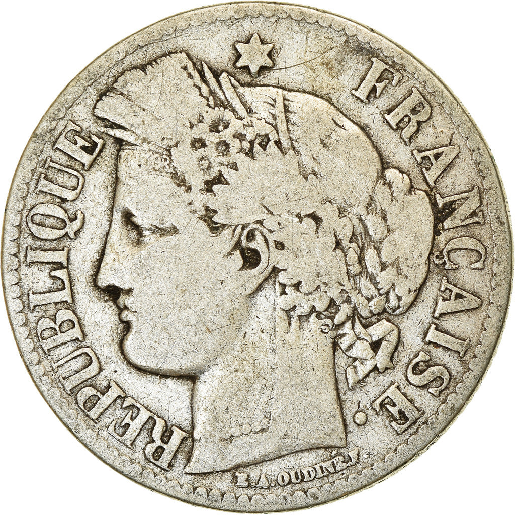 Coin, France, Cérès, 2 Francs, 1871, Bordeaux, VF(20-25), Silver, KM:816.2
