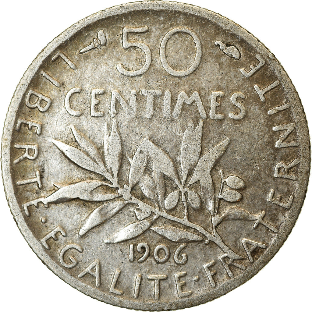 Monnaie, France, Semeuse, 50 Centimes, 1906, Paris, TB, Argent, Gadoury:420
