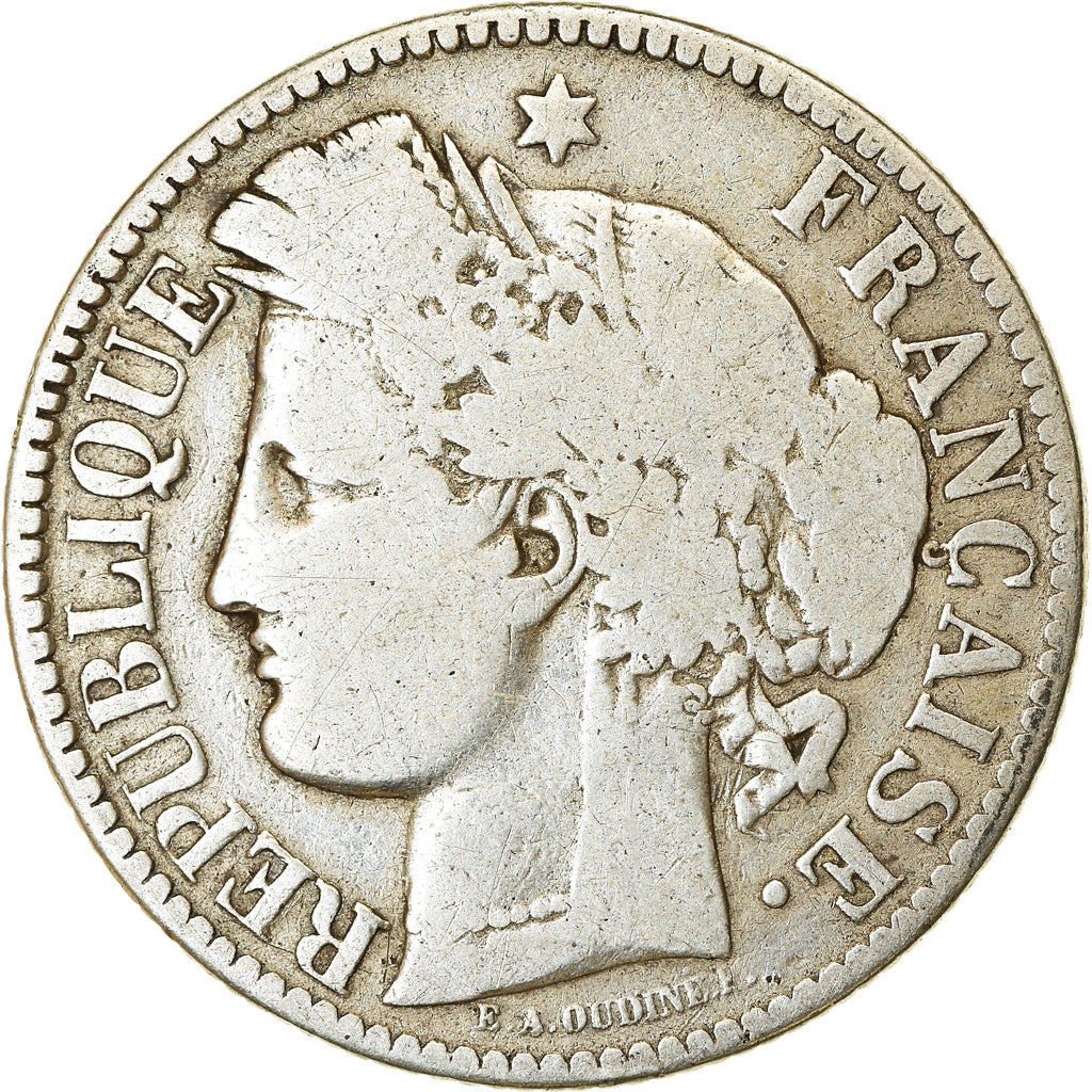 Münze, Frankreich, Cérès, 2 Francs, 1871, Bordeaux, S, Silber, KM:816.2