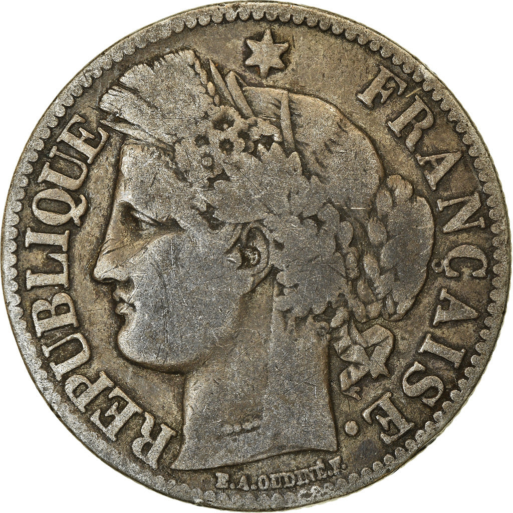 Coin, France, Cérès, 2 Francs, 1871, Paris, VF(20-25), Silver, KM:817.1