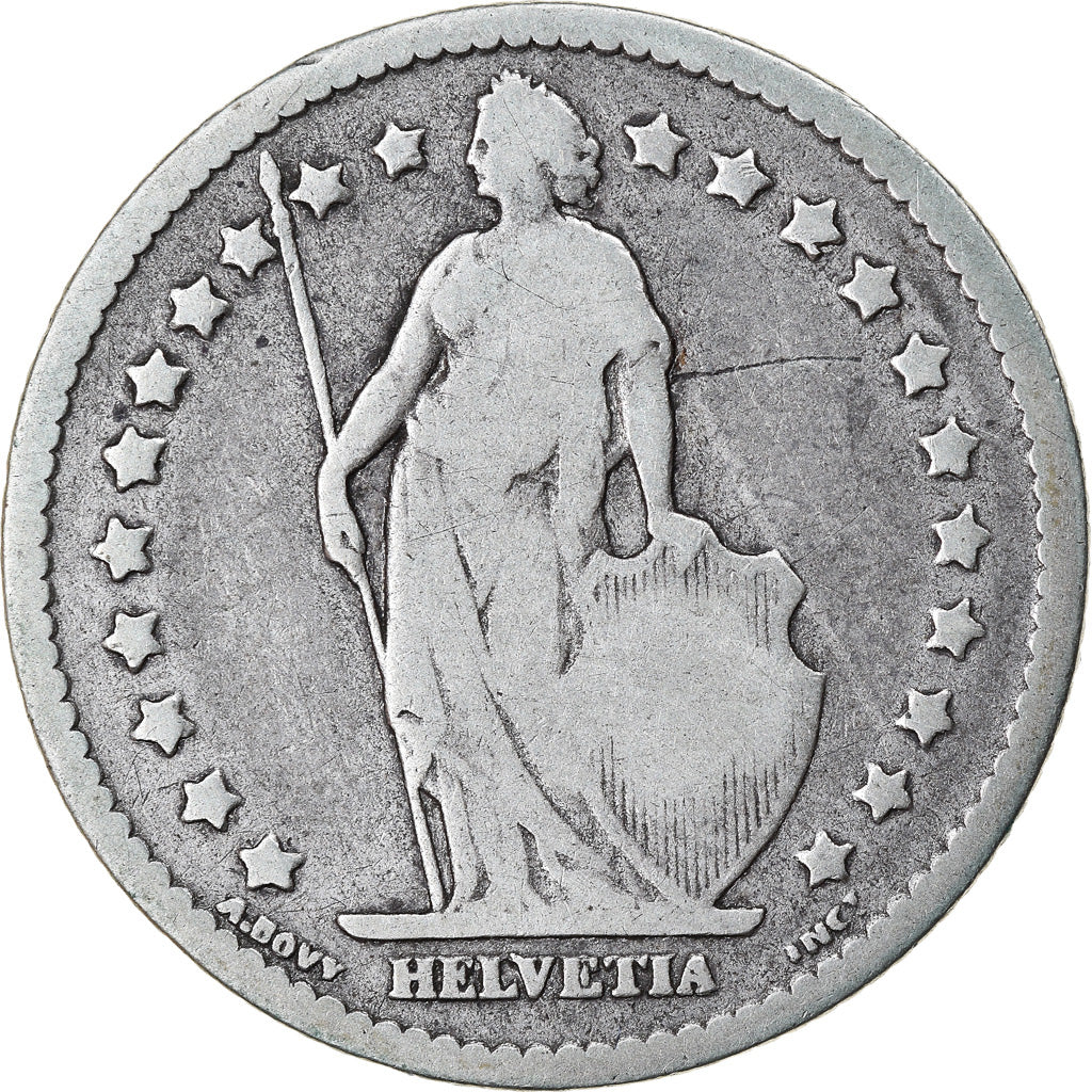 Coin, Switzerland, Franc, 1877, Bern, VF(20-25), Silver, KM:24