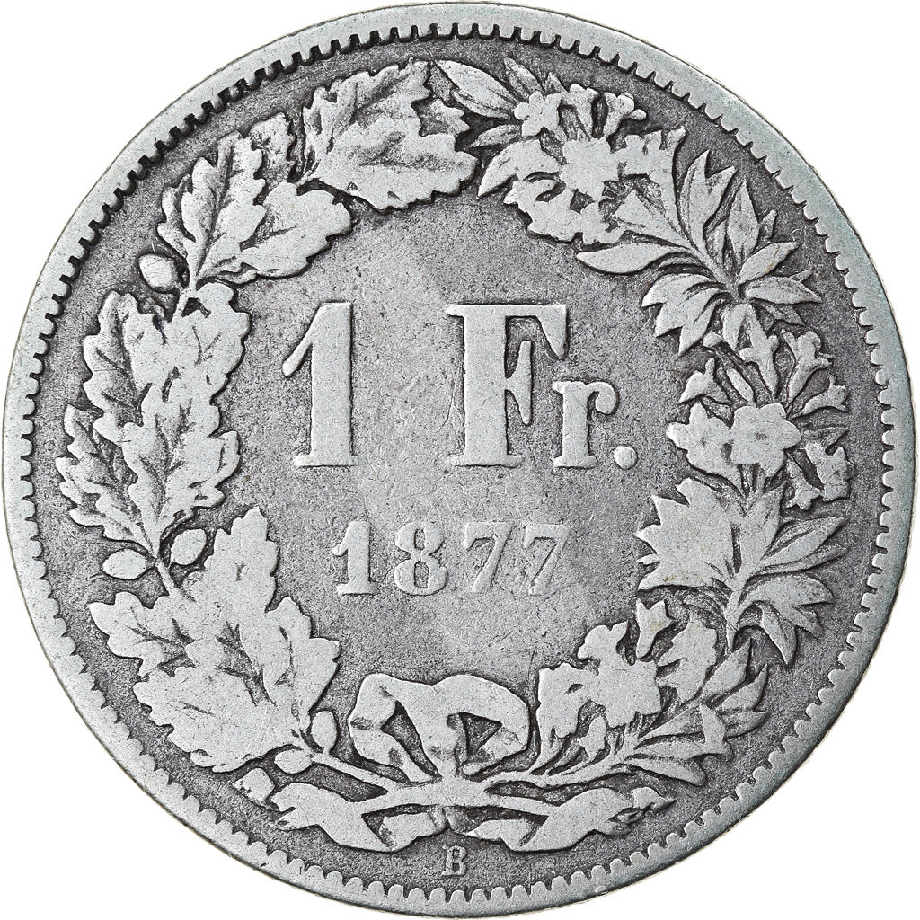 Coin, Switzerland, Franc, 1877, Bern, VF(20-25), Silver, KM:24