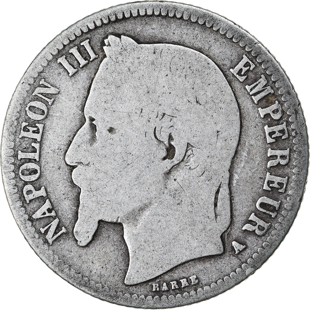Coin, France, Napoleon III, Napoléon III, Franc, 1867, Paris, F(12-15), Silver