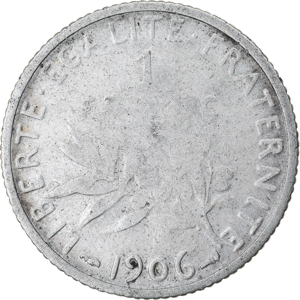 Coin, France, Semeuse, Franc, 1906, Paris, VF(20-25), Silver, KM:844.1