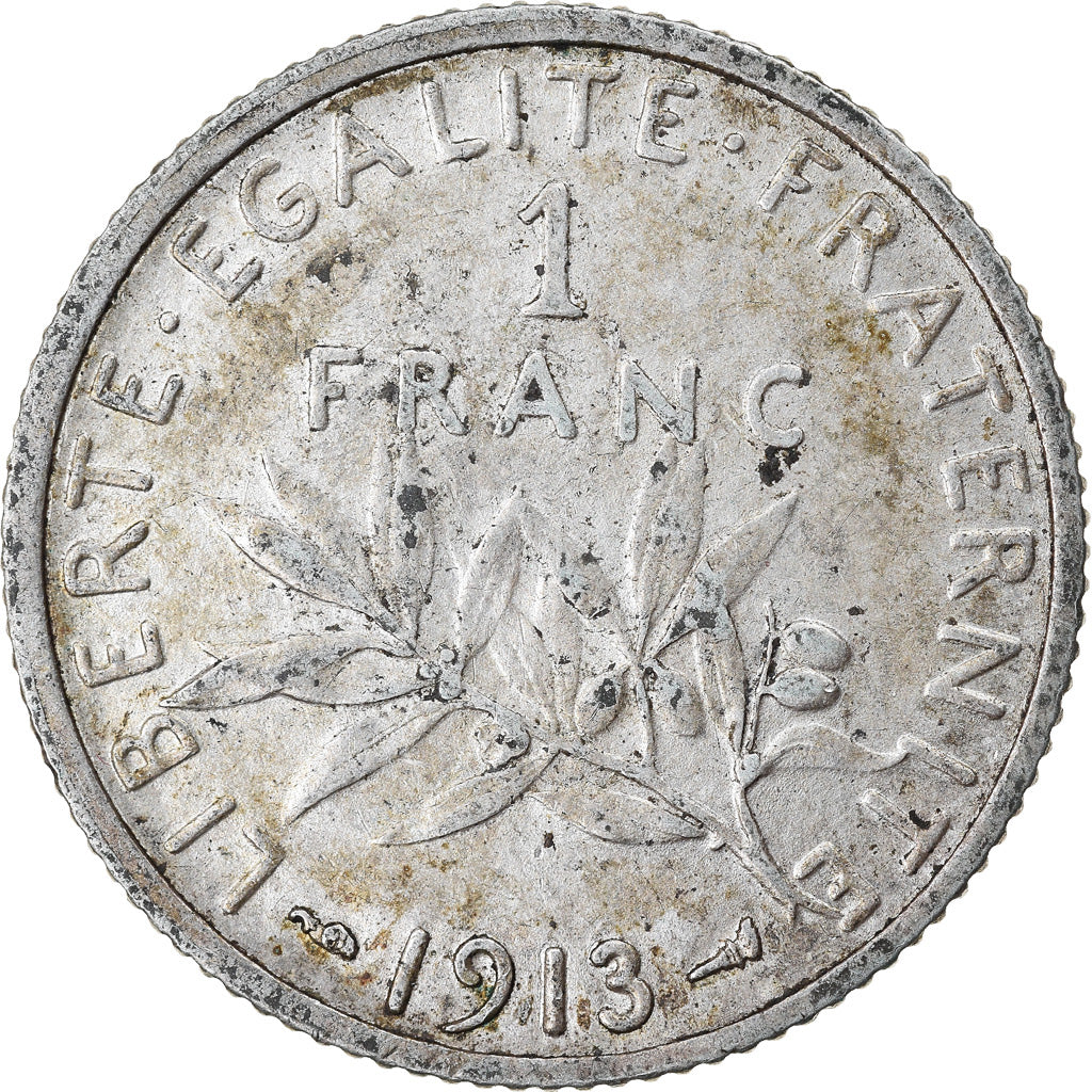 Munten, Frankrijk, Semeuse, Franc, 1913, Paris, ZF+, Zilver, KM:844.1
