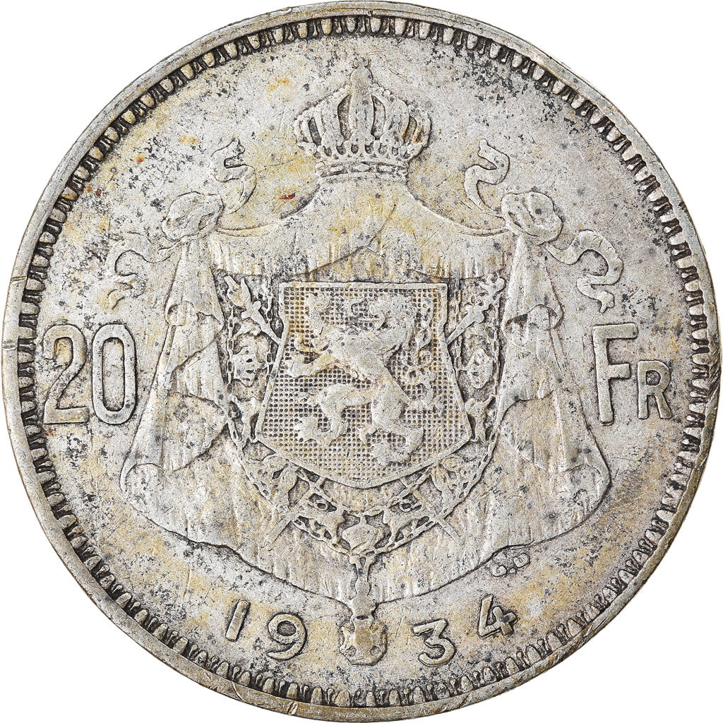 Monnaie, Belgique, 20 Francs, 20 Frank, 1934, TB+, Argent, KM:104.1