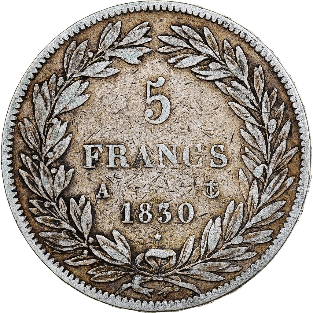France, Louis-Philippe I, 5 Francs, 1830, Paris, Silver, VF(20-25)