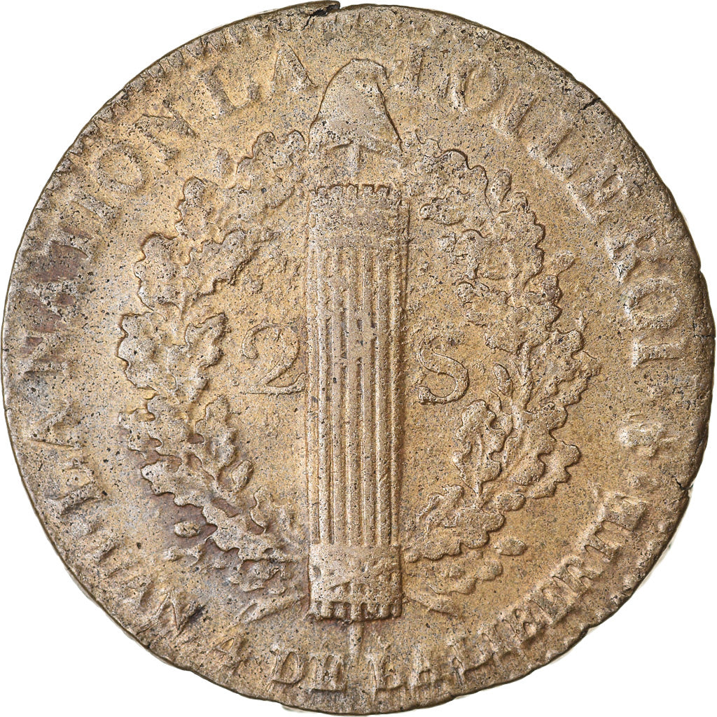 Moneta, Francia, Louis XVI, 2 sols françois, 2 Sols, 1792, Paris, SPL-, Bronzo