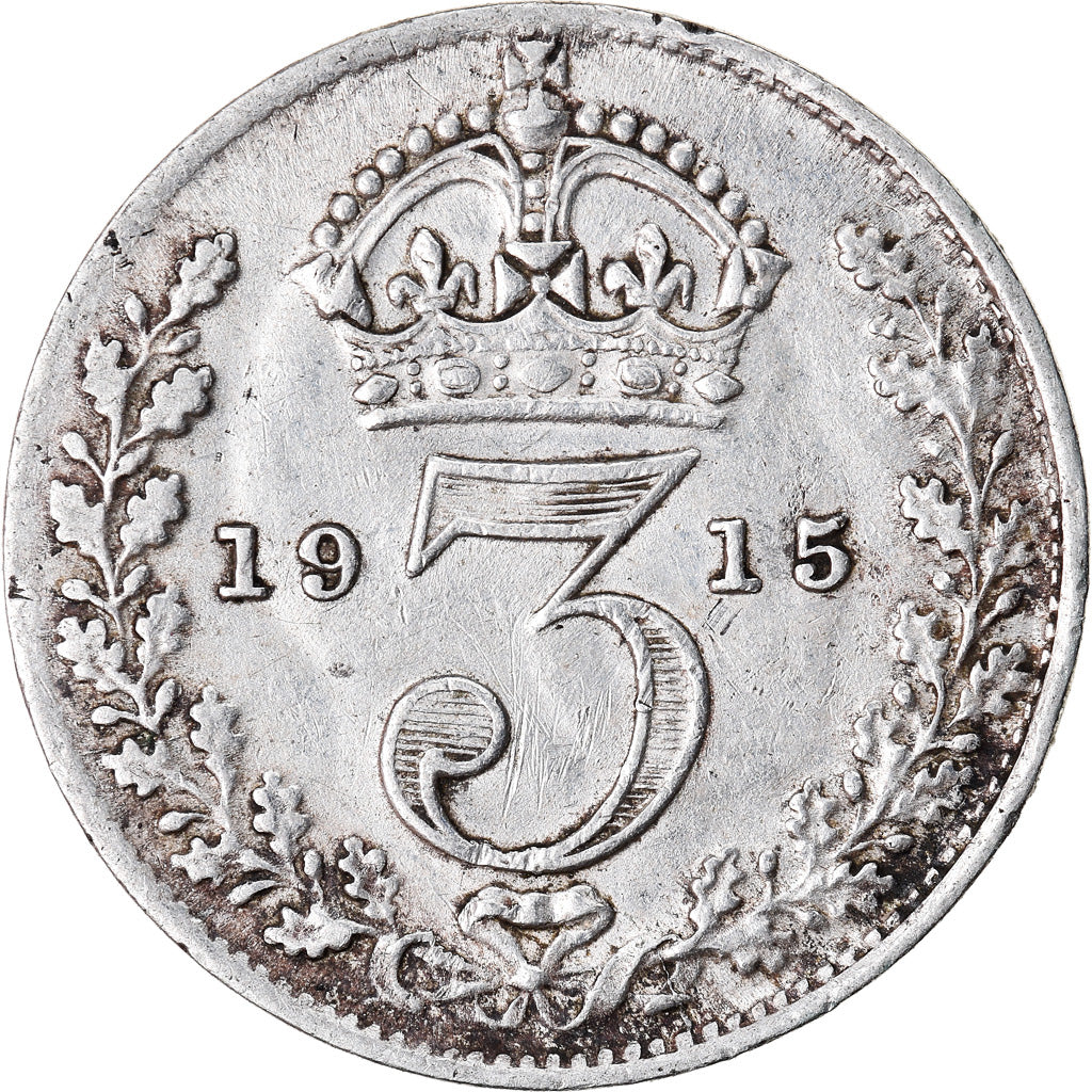 Moneta, Gran Bretagna, George V, 3 Pence, 1915, BB, Argento, KM:813