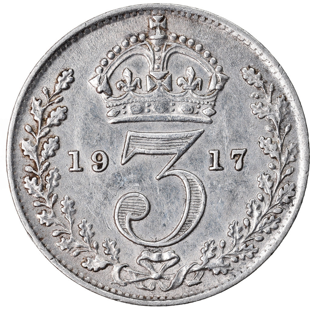 Moneta, Gran Bretagna, George V, 3 Pence, 1917, BB, Argento, KM:813