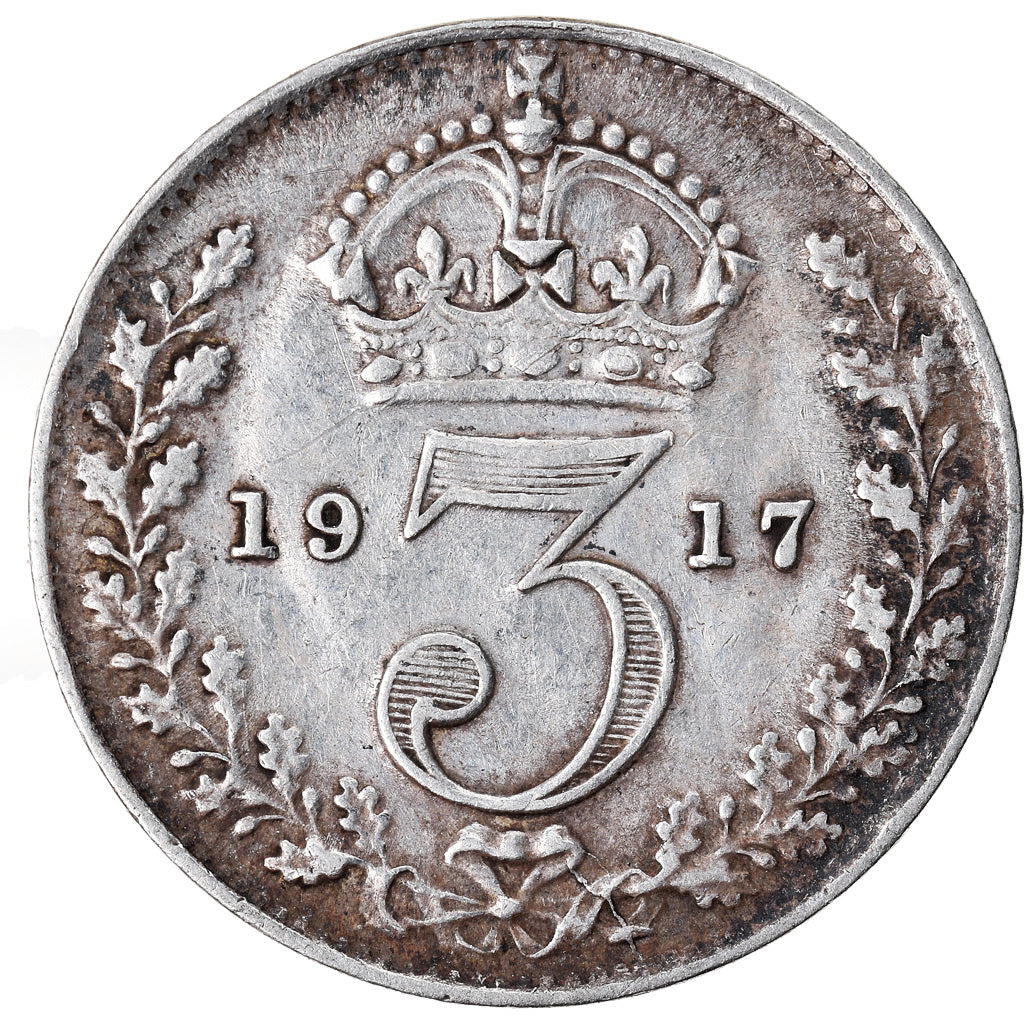 Moneta, Gran Bretagna, George V, 3 Pence, 1917, BB, Argento, KM:813
