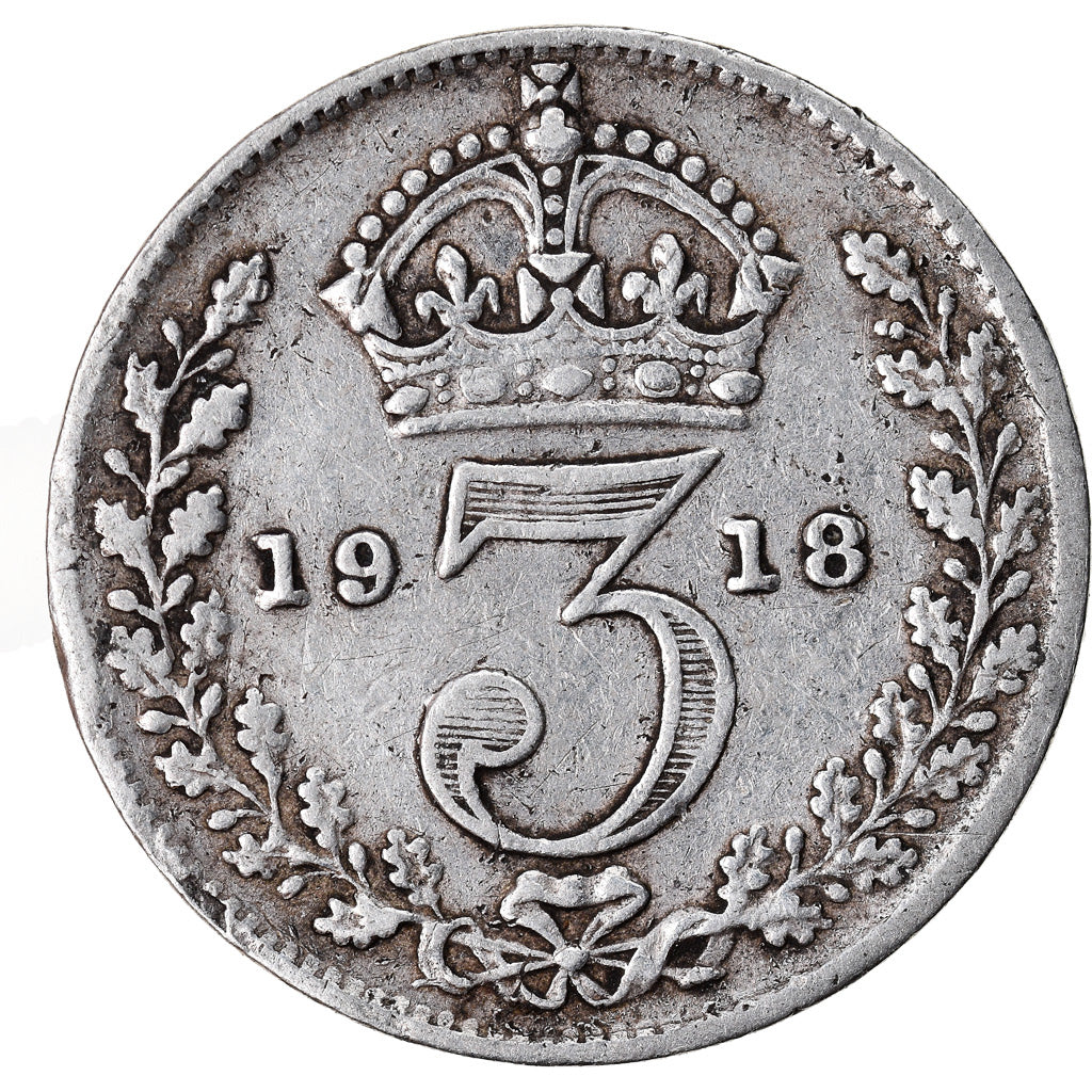 Coin, Great Britain, George V, 3 Pence, 1918, VF(30-35), Silver, KM:813