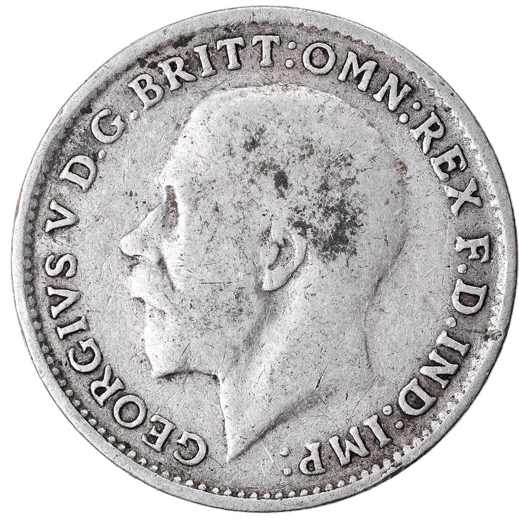 Moneta, Gran Bretagna, George V, 3 Pence, 1919, MB+, Argento, KM:813
