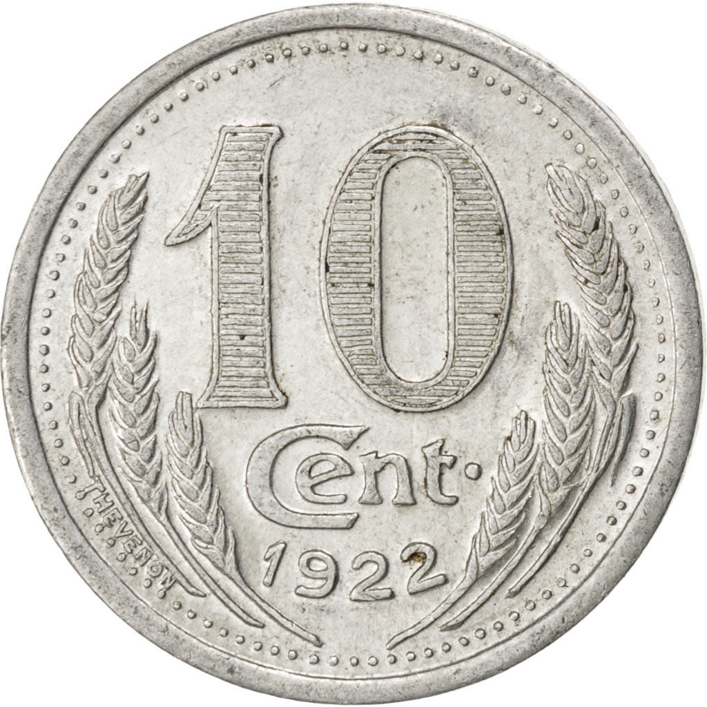 Monnaie, France, 10 Centimes, 1922, TTB+, Aluminium, Elie:10.2
